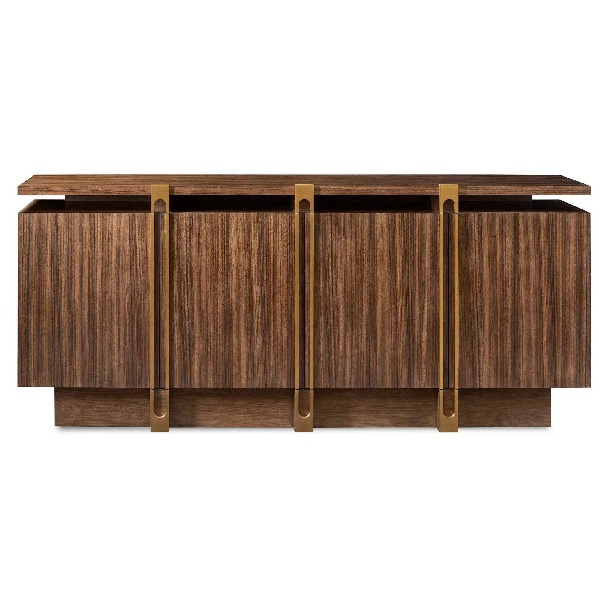 International - 4 Door Cabinet - Woodtone / Brass