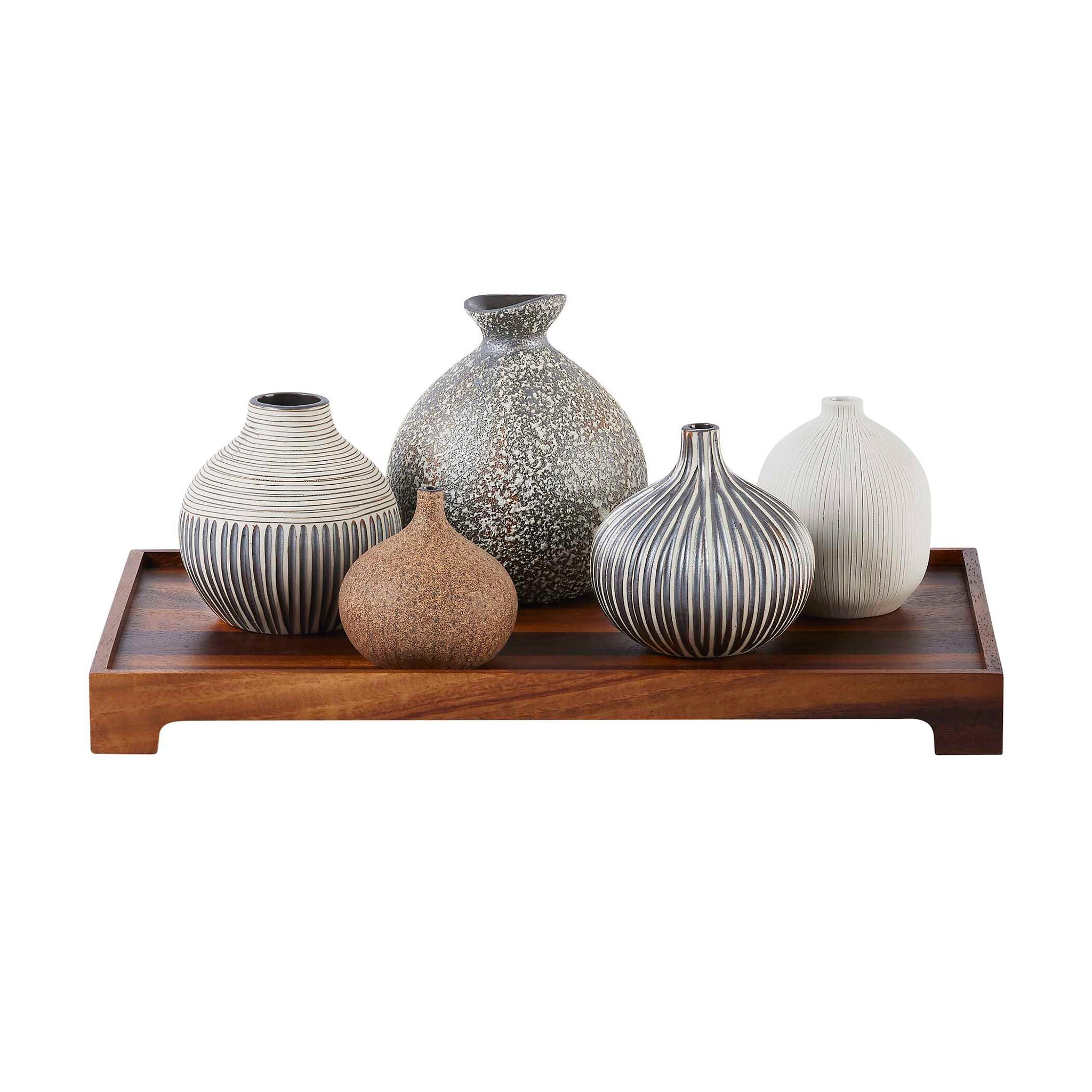 Nestling Vases, Plus Tray (Set of 5) - Coffee