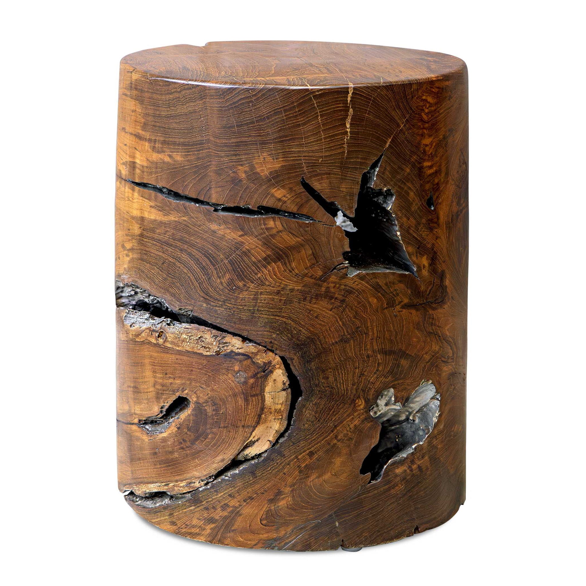 Rafe - Wooden Accent Stool - Silver / Woodtone