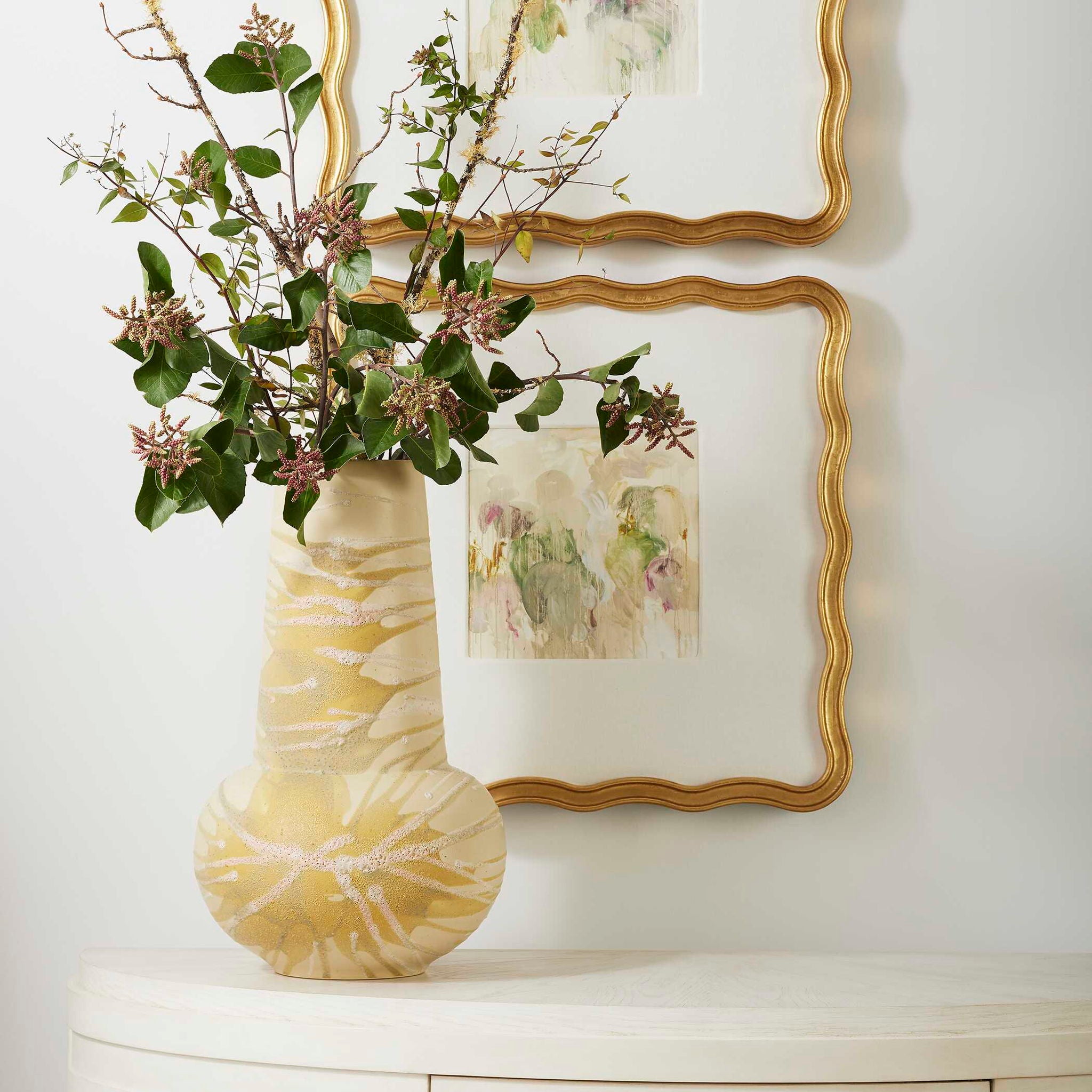 Pastel Splash - Tall Vase - Beige / Yellow