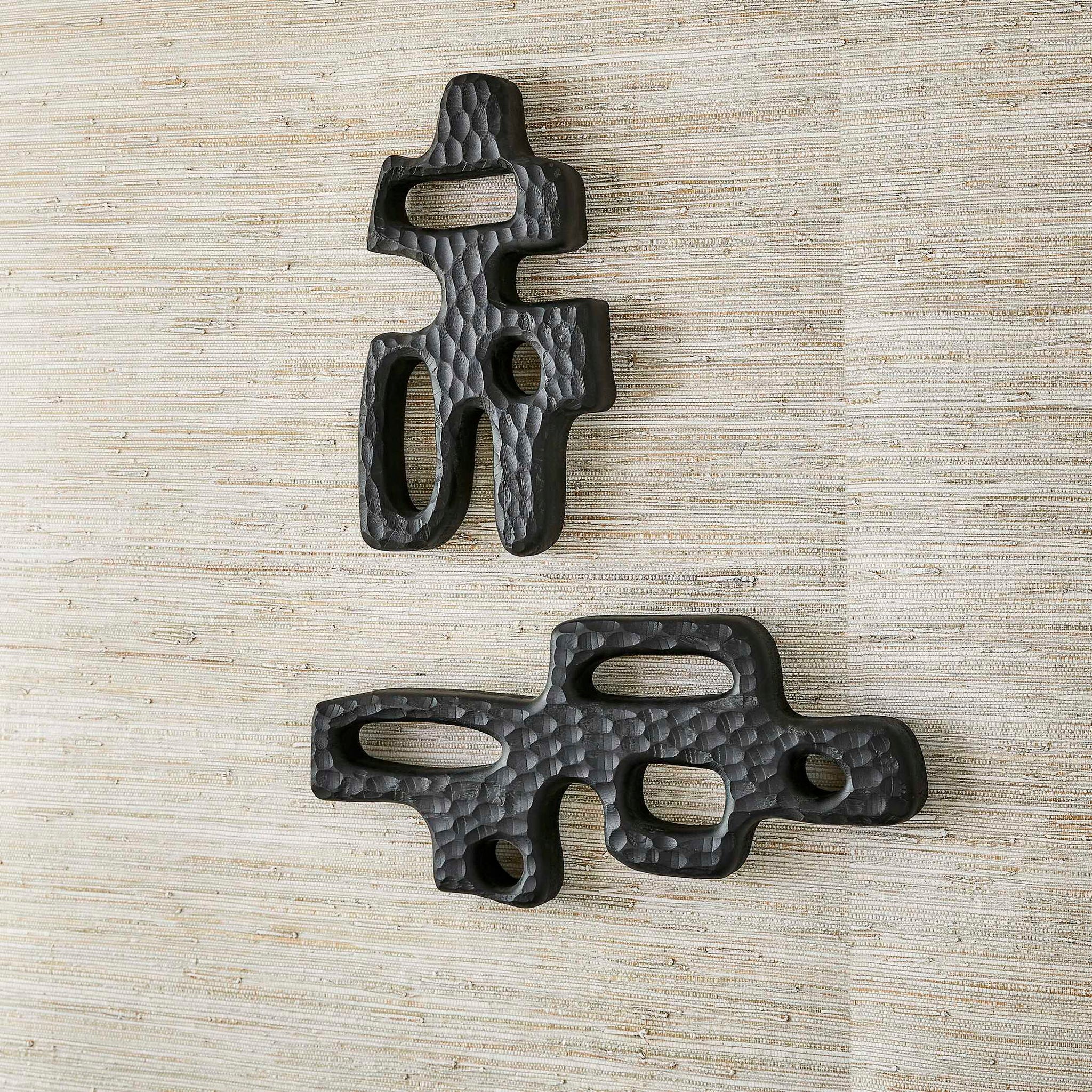 Chiseled Silhouette - Wall Sculptures (Set of 2) - Woodtone