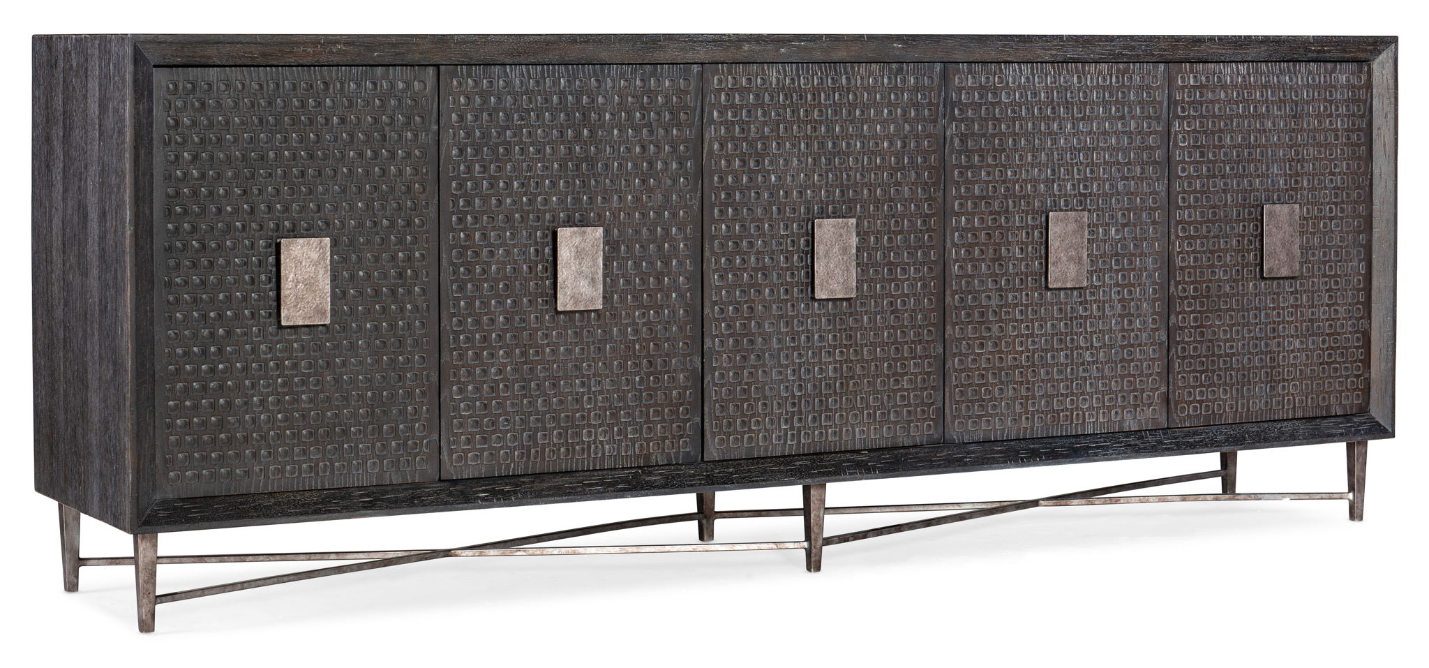 Melange - Keenan 5-Door Credenza - Dark Brown / Dark Gray