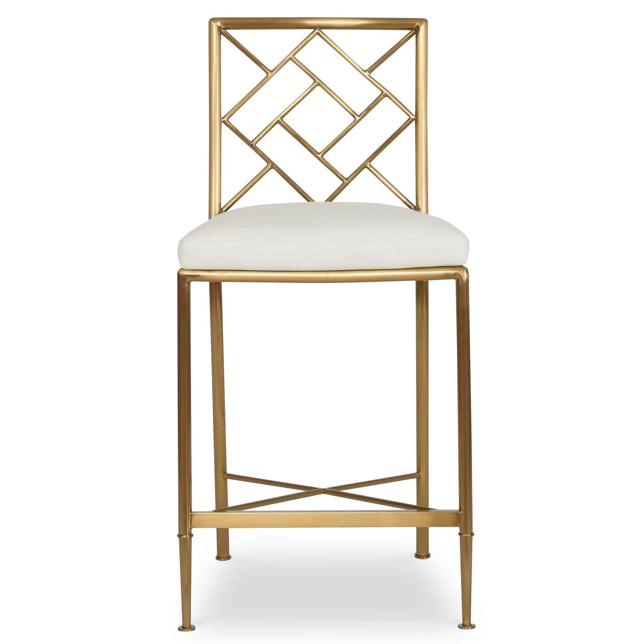 Fretwork - Counter Stool - Brass / White